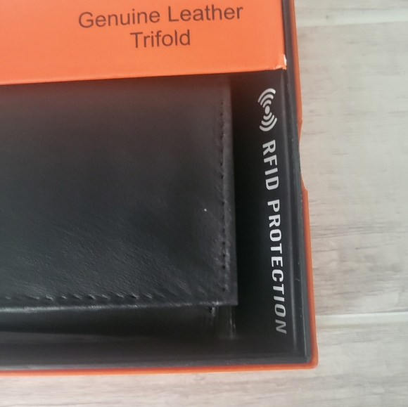 Anchor Men's Tri Fold Genuine Leather Wallet Black RFID Protection - Picture 2 of 7